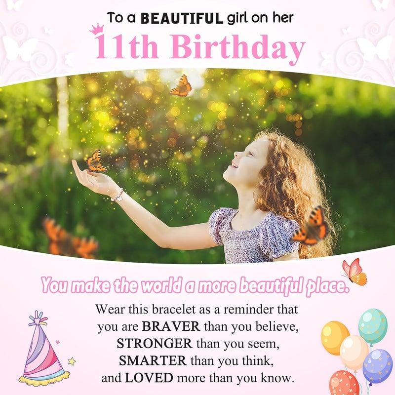 UNGENT THEM 6-16 Year Old Girls Birthday Butterfly Gifts, Butterfly Natural Stone Bracelet for Daughter Granddaughter Niece - Image 3